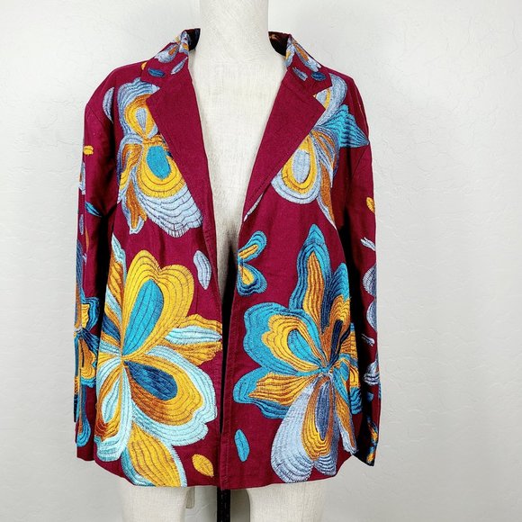 Anthropologie Jackets & Blazers - ett:twa Embroidered Floral Open Blazer Jacket